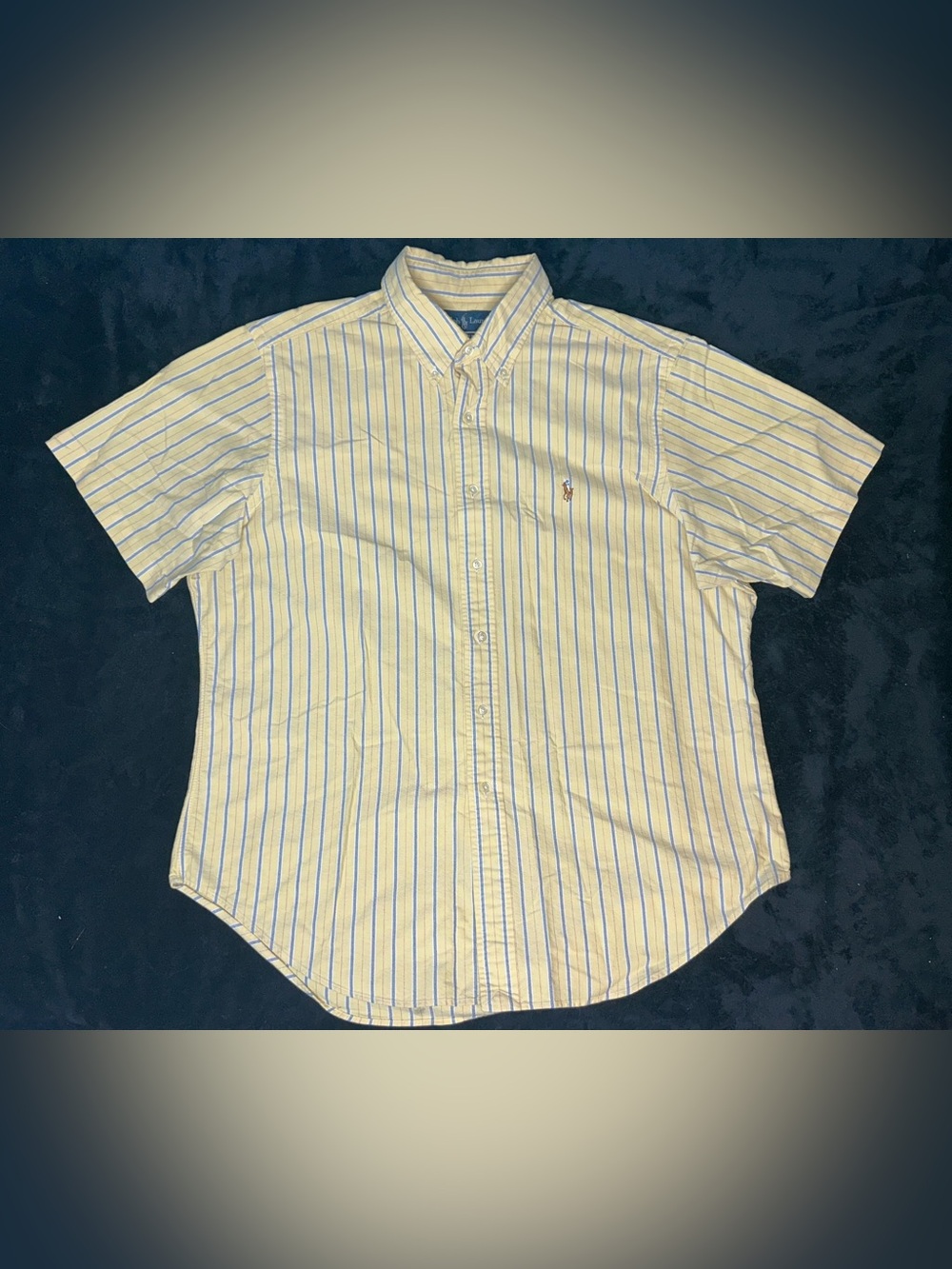 Ralph Lauren Men Yellow White Stripe Button Down Shirt Classic Fit Flesh Pony XL